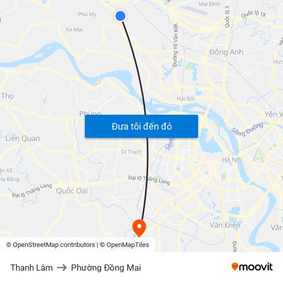 Thanh Lâm to Phường Đồng Mai map