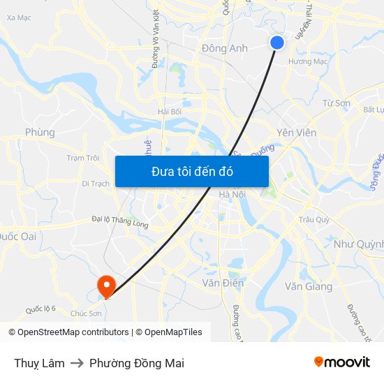 Thuỵ Lâm to Phường Đồng Mai map