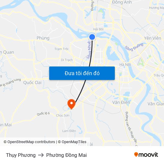 Thụy Phương to Phường Đồng Mai map