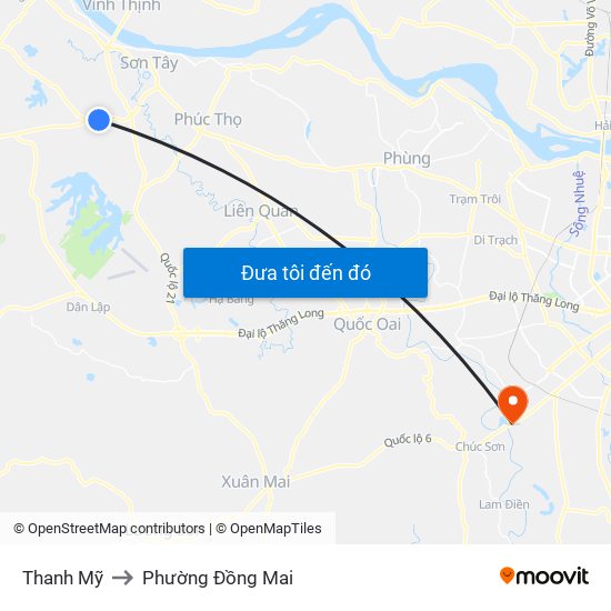 Thanh Mỹ to Phường Đồng Mai map