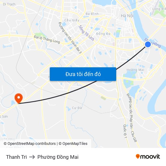 Thanh Trì to Phường Đồng Mai map