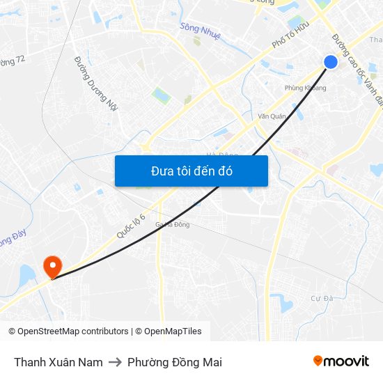 Thanh Xuân Nam to Phường Đồng Mai map