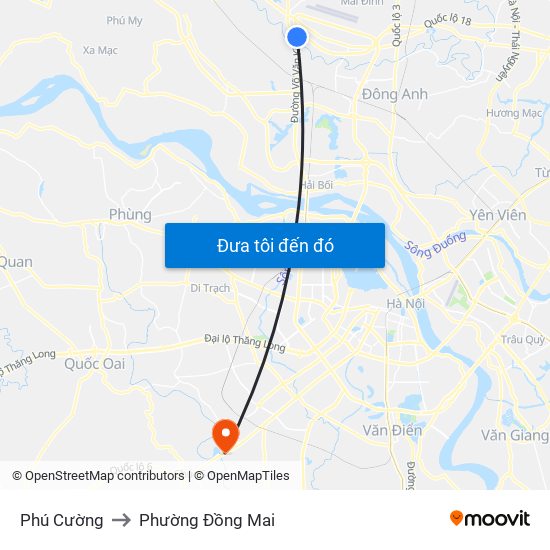 Phú Cường to Phường Đồng Mai map