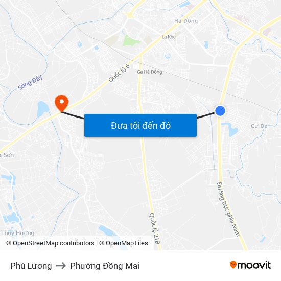 Phú Lương to Phường Đồng Mai map