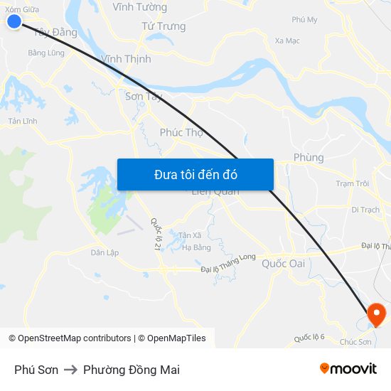 Phú Sơn to Phường Đồng Mai map
