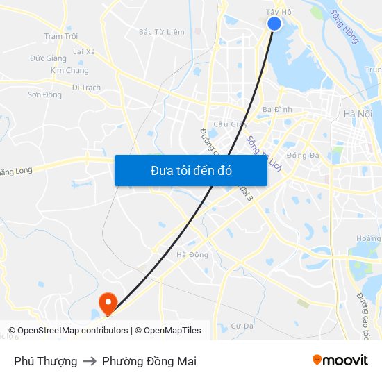 Phú Thượng to Phường Đồng Mai map