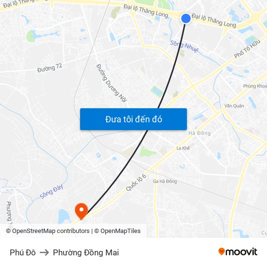 Phú Đô to Phường Đồng Mai map