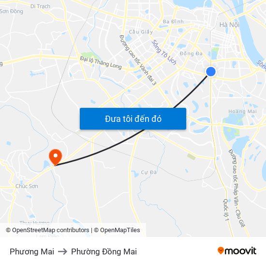 Phương Mai to Phường Đồng Mai map