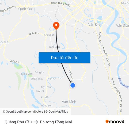 Quảng Phú Cầu to Phường Đồng Mai map