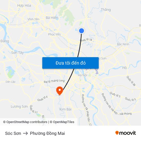 Sóc Sơn to Phường Đồng Mai map