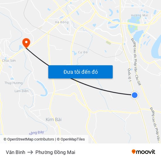 Văn Bình to Phường Đồng Mai map