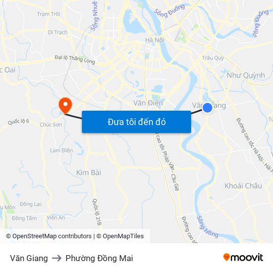 Văn Giang to Phường Đồng Mai map