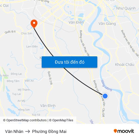 Văn Nhân to Phường Đồng Mai map