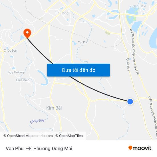 Văn Phú to Phường Đồng Mai map