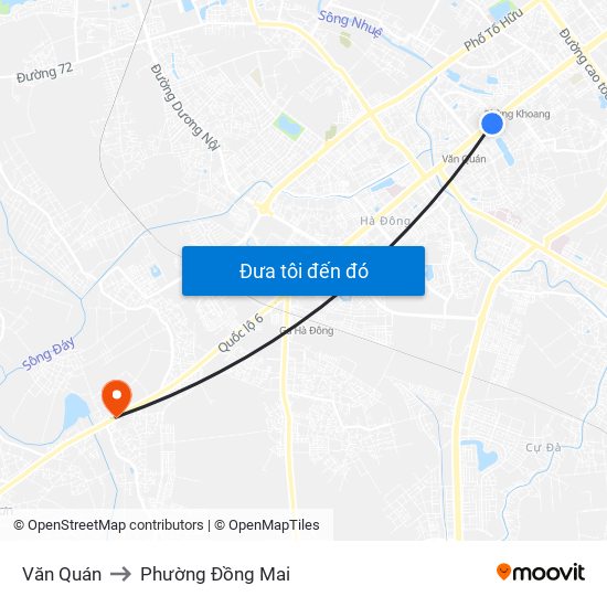 Văn Quán to Phường Đồng Mai map