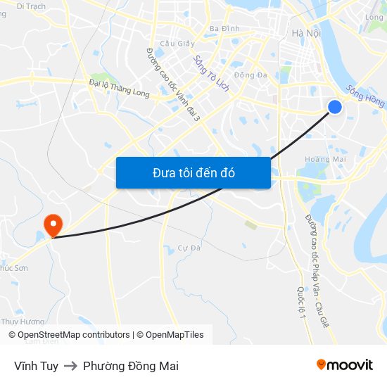 Vĩnh Tuy to Phường Đồng Mai map