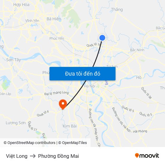 Việt Long to Phường Đồng Mai map