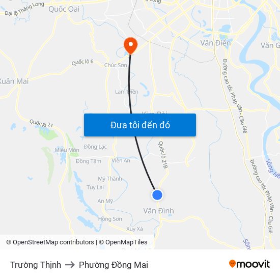 Trường Thịnh to Phường Đồng Mai map