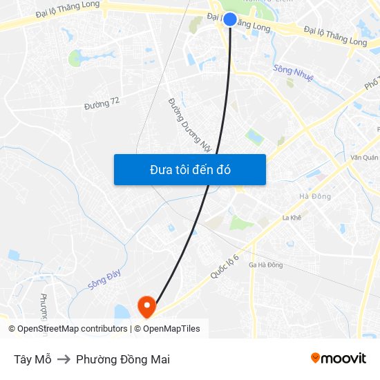 Tây Mỗ to Phường Đồng Mai map