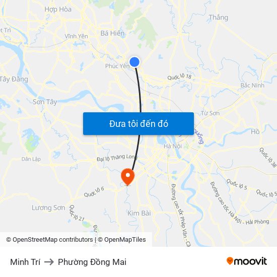 Minh Trí to Phường Đồng Mai map