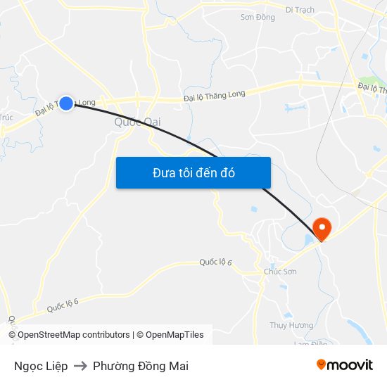 Ngọc Liệp to Phường Đồng Mai map