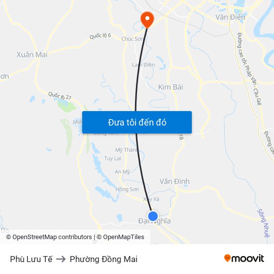 Phù Lưu Tế to Phường Đồng Mai map
