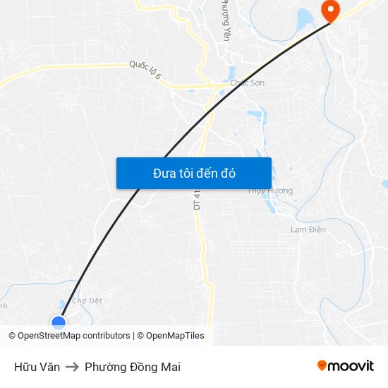 Hữu Văn to Phường Đồng Mai map