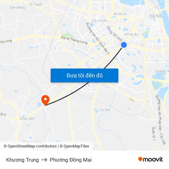 Khương Trung to Phường Đồng Mai map