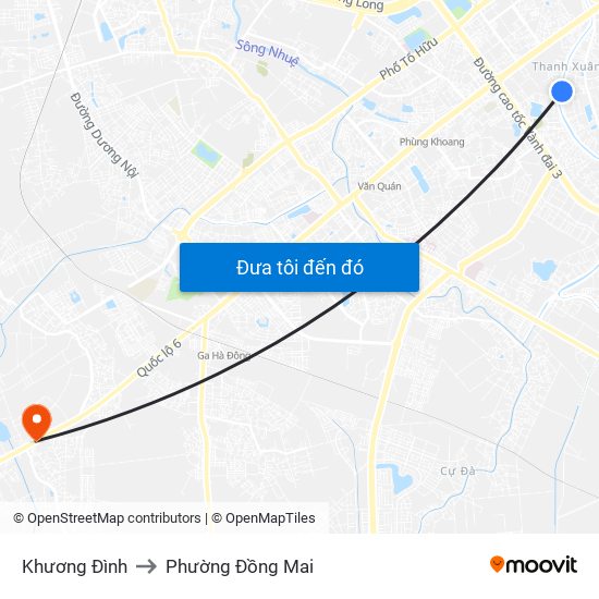 Khương Đình to Phường Đồng Mai map