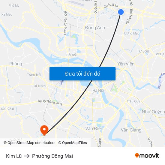 Kim Lũ to Phường Đồng Mai map