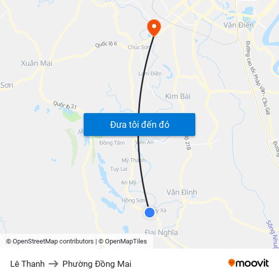 Lê Thanh to Phường Đồng Mai map