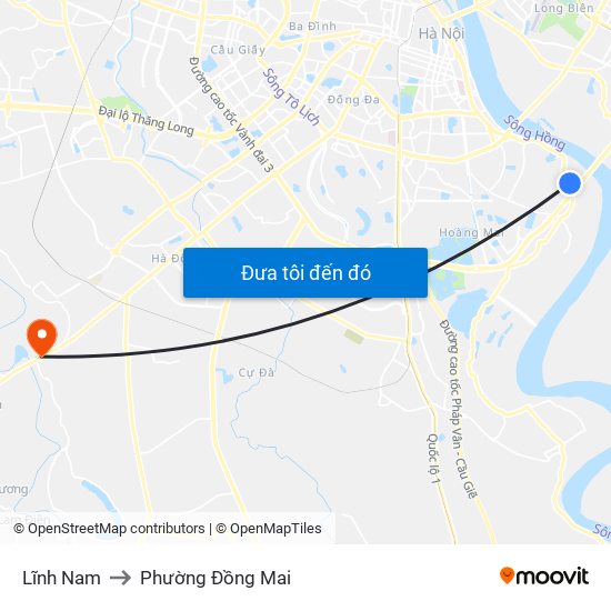 Lĩnh Nam to Phường Đồng Mai map