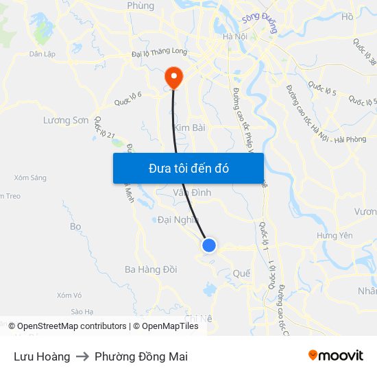 Lưu Hoàng to Phường Đồng Mai map