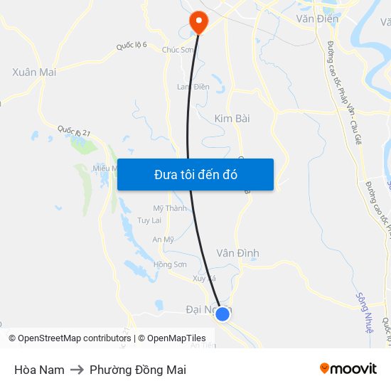 Hòa Nam to Phường Đồng Mai map