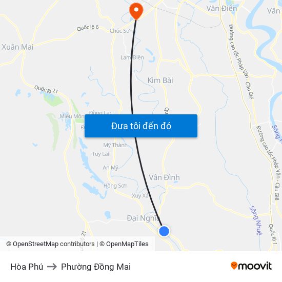 Hòa Phú to Phường Đồng Mai map