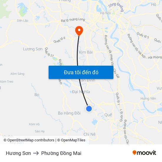 Hương Sơn to Phường Đồng Mai map