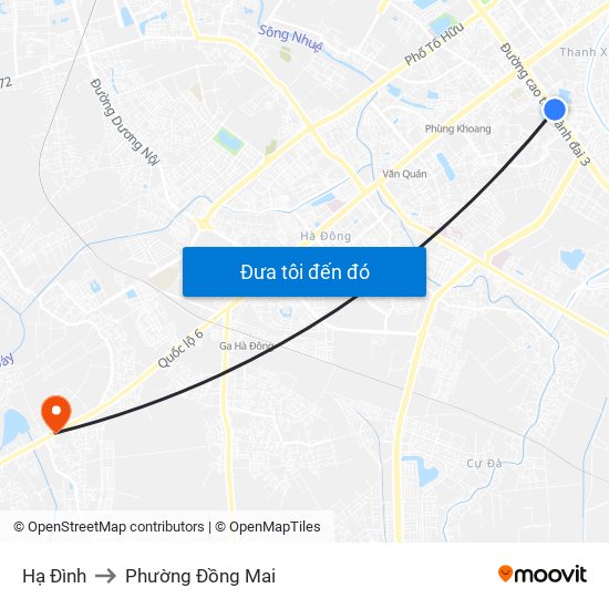 Hạ Đình to Phường Đồng Mai map