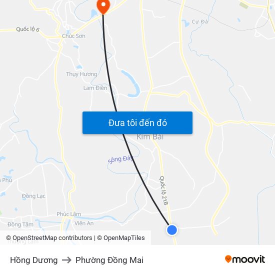 Hồng Dương to Phường Đồng Mai map