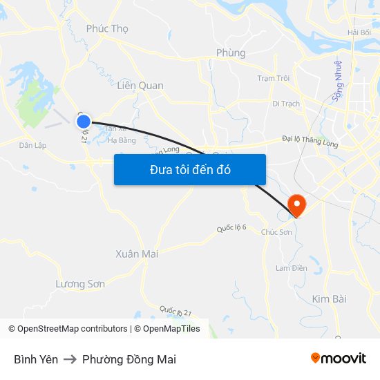 Bình Yên to Phường Đồng Mai map