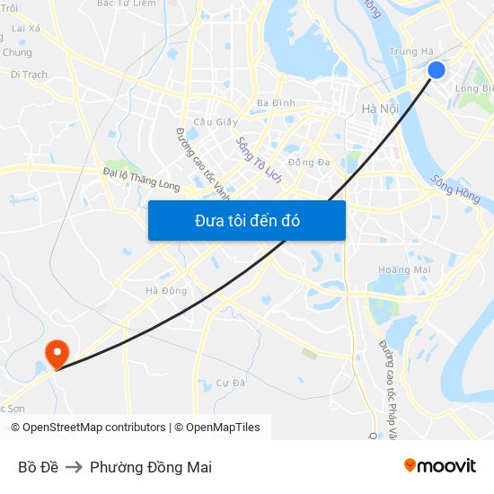 Bồ Đề to Phường Đồng Mai map