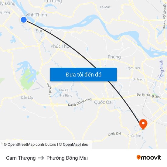 Cam Thượng to Phường Đồng Mai map