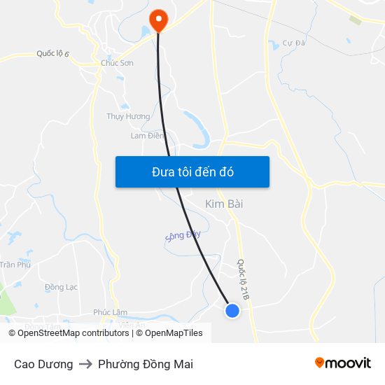 Cao Dương to Phường Đồng Mai map