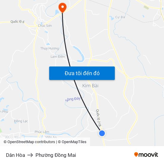 Dân Hòa to Phường Đồng Mai map