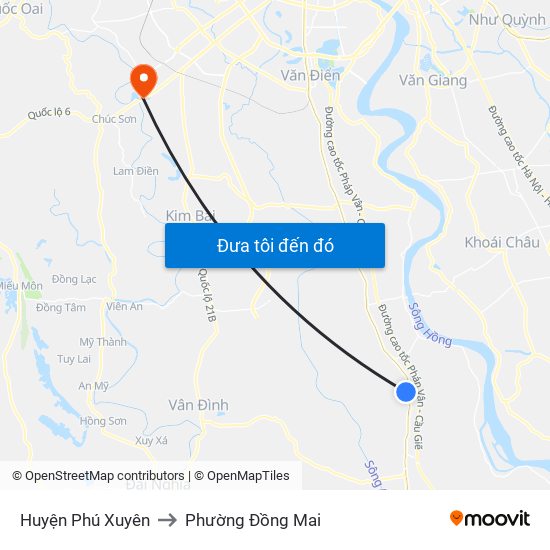 Huyện Phú Xuyên to Phường Đồng Mai map
