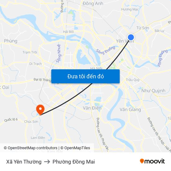 Xã Yên Thường to Phường Đồng Mai map