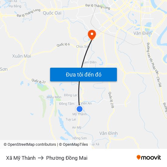 Xã Mỹ Thành to Phường Đồng Mai map