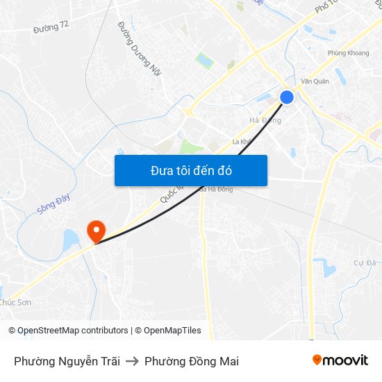 Phường Nguyễn Trãi to Phường Đồng Mai map