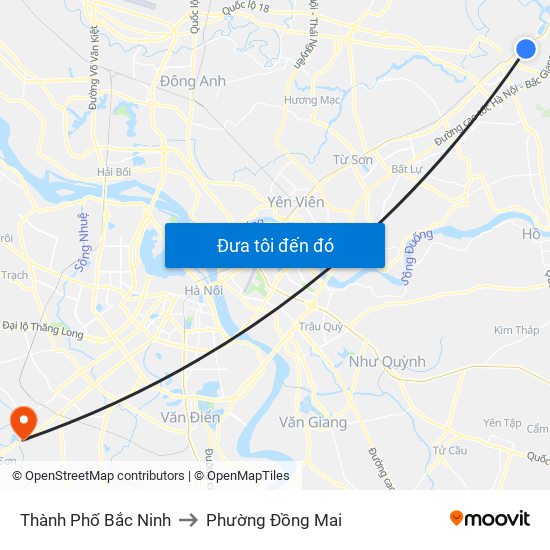 Thành Phố Bắc Ninh to Phường Đồng Mai map