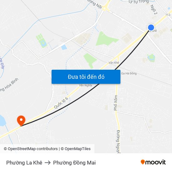 Phường La Khê to Phường Đồng Mai map