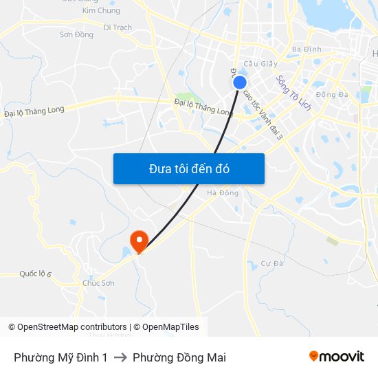 Phường Mỹ Đình 1 to Phường Đồng Mai map